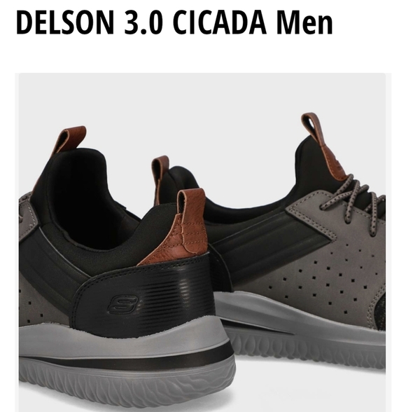 Skechers Black & Gray Men's Slip On Sneakers Size 8 - Picture 6 of 13